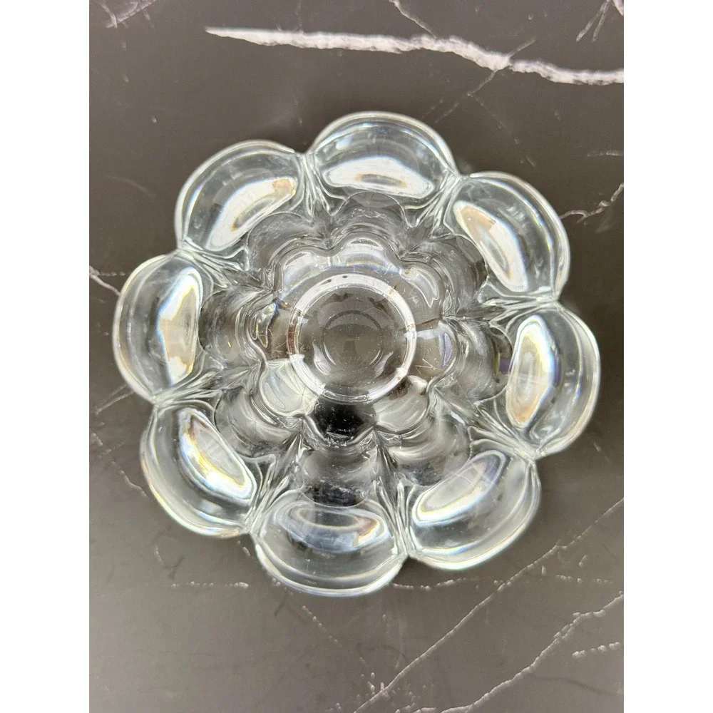 VTG Orrefors Crystal Octogonal Flower Candy Nut 6